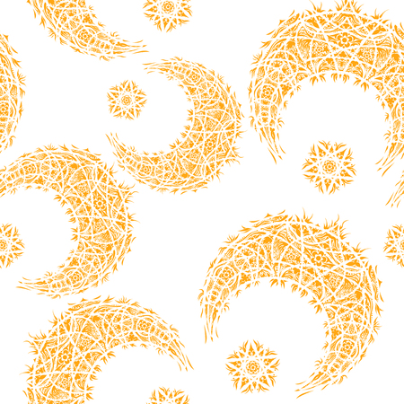 Oriental pattern, moon and stars. Islam, Arabic, Turkish, Moroccan motifs.のイラスト素材