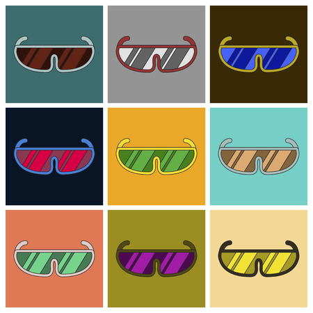Set of Icons in flat design Ski gogglesのイラスト素材