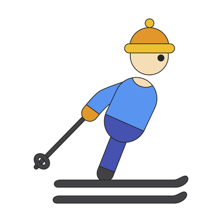 Icon in flat design skierのイラスト素材