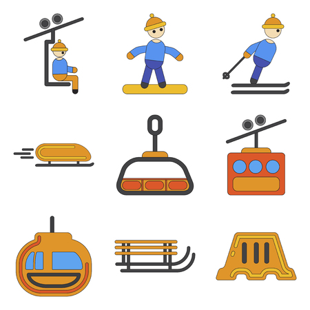 Set of Icons in flat design winter sportのイラスト素材