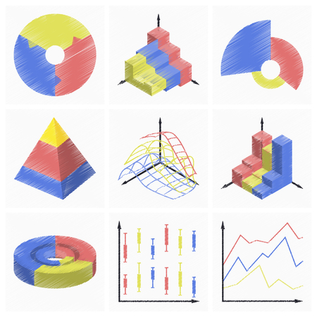 assembly flat shading style icons Economic graphsのイラスト素材