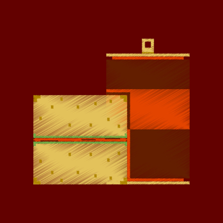 Flat shading style icon pixel burger and can of sodaのイラスト素材
