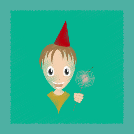 Flat shading style icon of child sparklerのイラスト素材