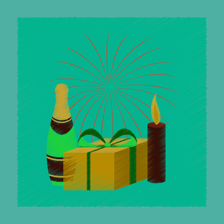 Flat shading style icon of fireworks champagne giftのイラスト素材