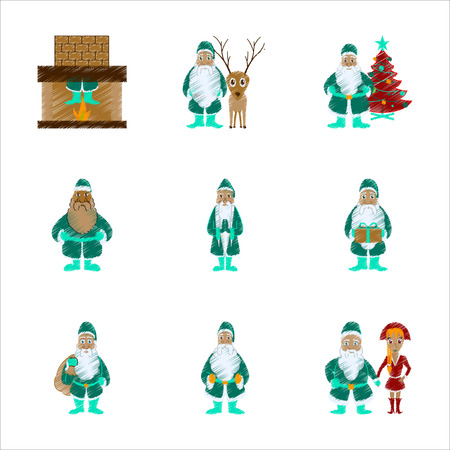 assembly of flat shading style illustration Santa Clausのイラスト素材