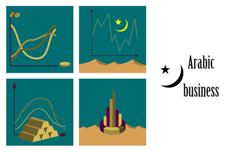 assembly of flat icons on theme Arabic businessのイラスト素材