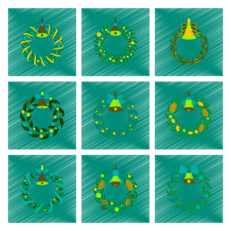 Assembly flat shading style illustration Christmas wreathのイラスト素材