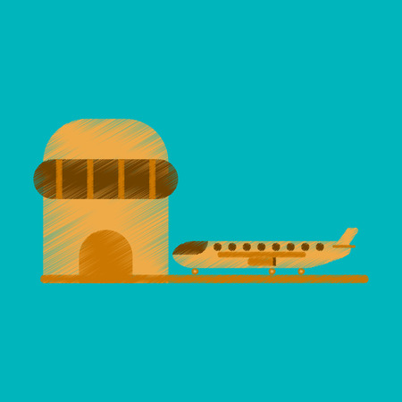 Flat Icon in Shading Style Plane at the airportのイラスト素材