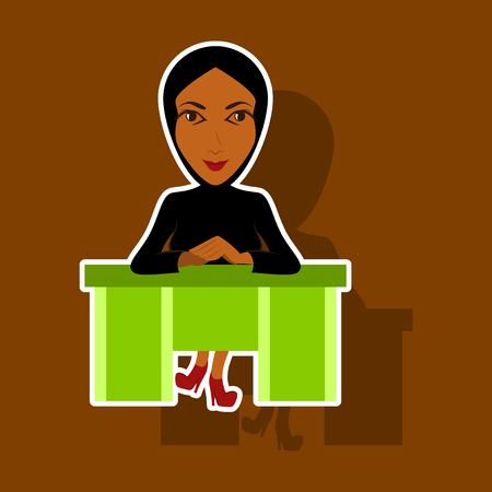 Realistic paper sticker on theme Arabic business Muslim businesswomanのイラスト素材