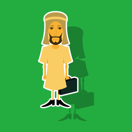 realistic paper sticker on theme Arabic business Muslim businessmanのイラスト素材