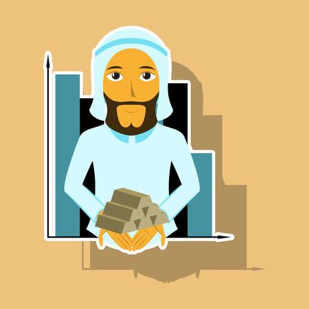 realistic paper sticker on theme Arabic business arabic businessman with goldのイラスト素材