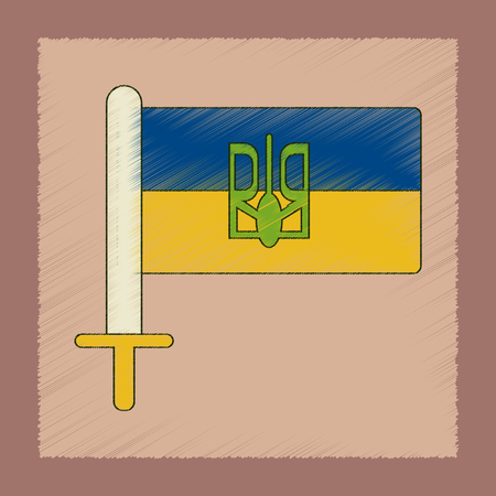 Flat shading style icon of Ukrainian flag.のイラスト素材