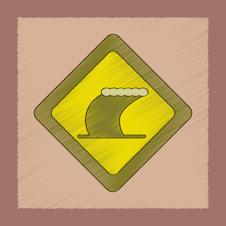 flat shading style icon tsunami sign Vector illustration.のイラスト素材