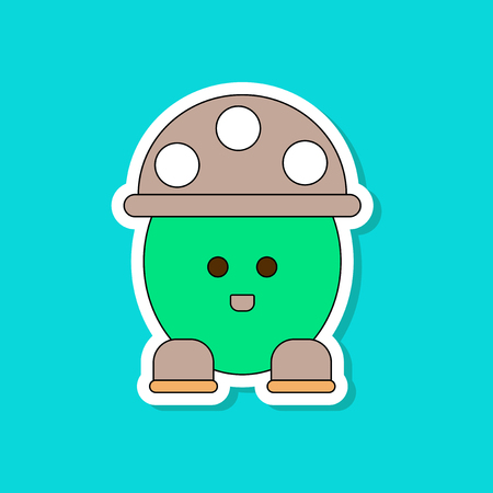Paper sticker on stylish background Kids toy mushroom.のイラスト素材