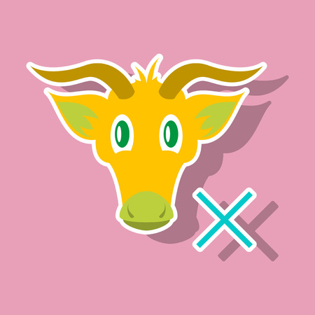 Goat head livestock, animal grazing sticker.のイラスト素材