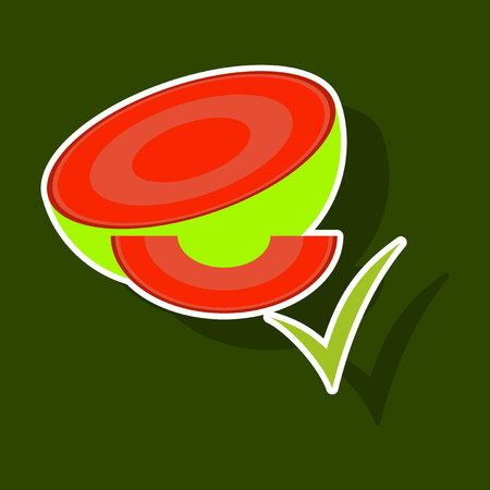 Melon, whole and pieces, sweet fruit sticker vector icon.のイラスト素材