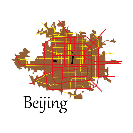 Beijing city map flat illustrationのイラスト素材