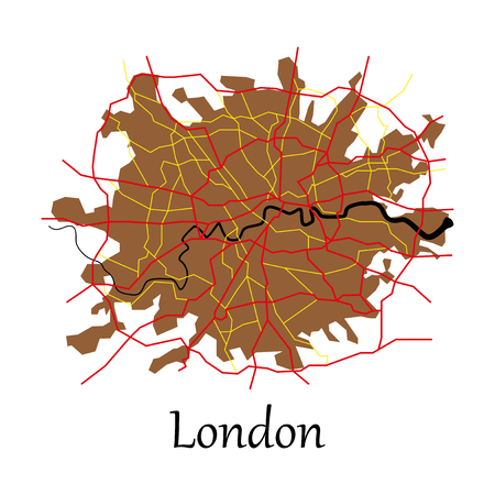 Flat color map of London, United Kingdom. City Plan of London. Vector illustrationのイラスト素材