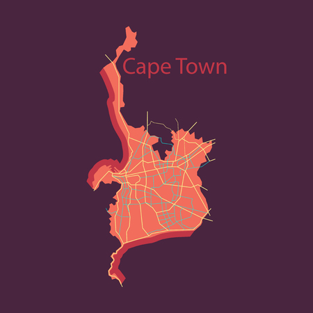 Flat icon map of Capetown.のイラスト素材