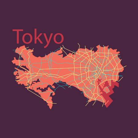 Flat Japan Tokyo  Top view map illustrationのイラスト素材