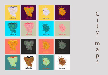 Set of country map illustrationのイラスト素材