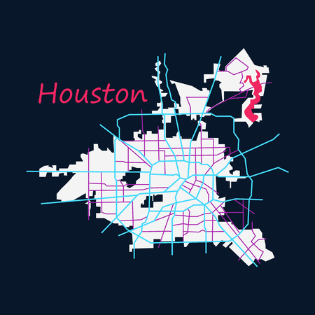 Flat Map Houston city. Texas Roadsのイラスト素材