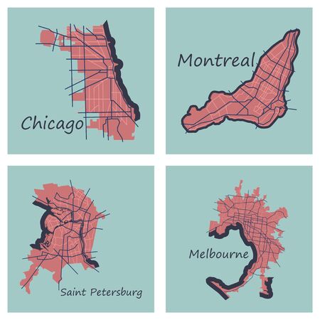 Set of country map illustration