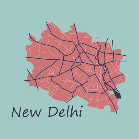 New Delhi map. Flat style design vector.のイラスト素材
