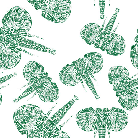 cute elephants seamless vector pattern background illustrationのイラスト素材