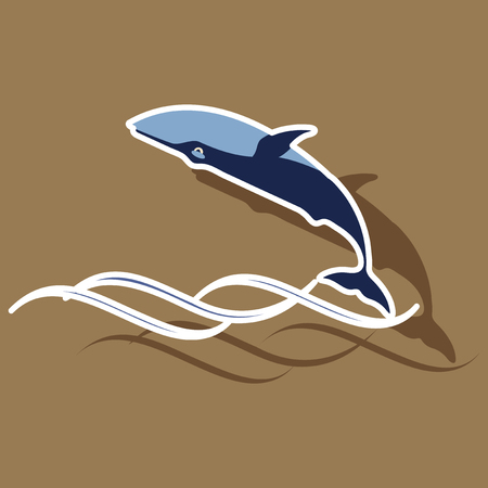 Paper sticker on theme Save whales. Jumping whaleのイラスト素材