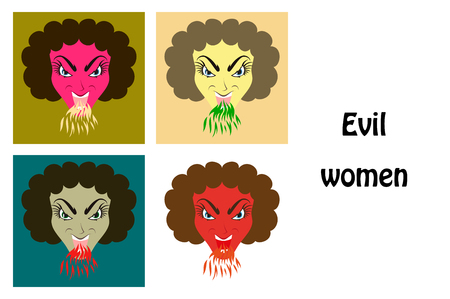 assembly of flat icons on theme evil womenのイラスト素材