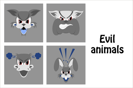 assembly of flat icons on theme evil animalsのイラスト素材