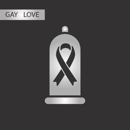 Black and white style icon gays condom contraceptiveのイラスト素材