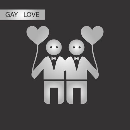black and white style icon homosexual gay loversのイラスト素材