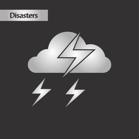 black and white style lightning cloudのイラスト素材