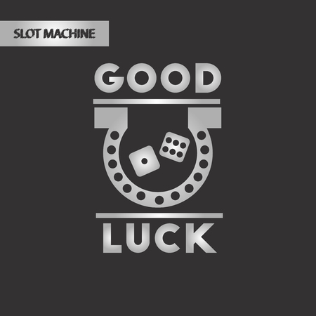 black and white style good luck logoのイラスト素材