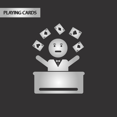 black and white style poker man playerのイラスト素材