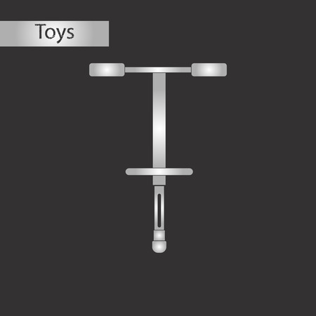 black and white style toy pogo stickのイラスト素材