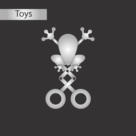 black and white style Kids toy frogのイラスト素材