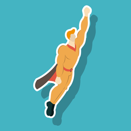 Superhero cartoon icon on background isolated sticker illustrationのイラスト素材