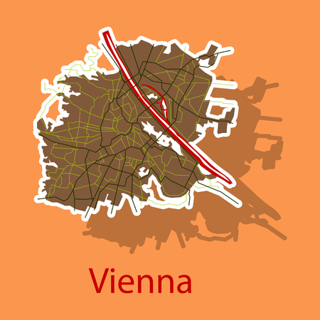 Sticker map of the city of Vienna, Austriaのイラスト素材