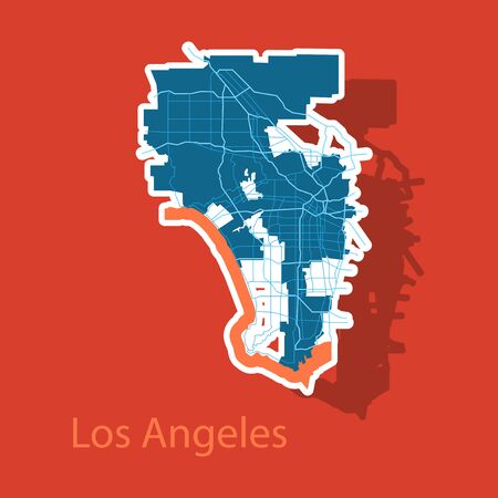 Los Angeles map. Flat style design - sticker.のイラスト素材