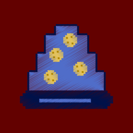 flat shading style icon pixel pizza with salamiのイラスト素材