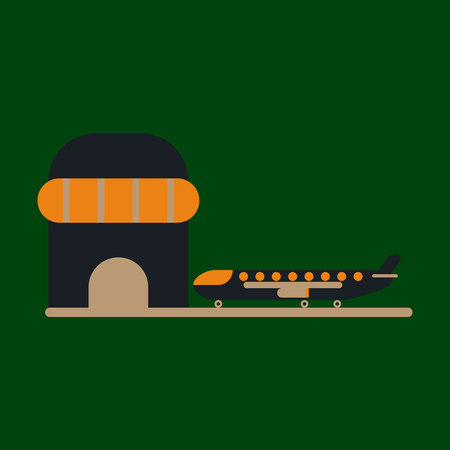 Icon in flat design Plane at airportのイラスト素材