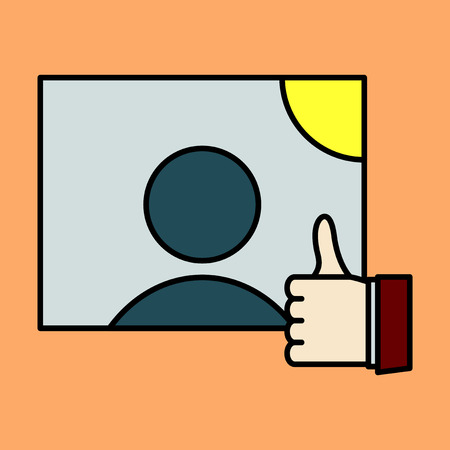 Symbol of finger up, thumb up in flat style isolated on background.Vector illustration of hand.のイラスト素材