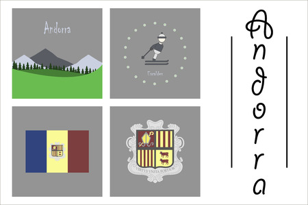 assembly of flat icons on theme of Andorraのイラスト素材