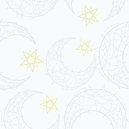 Oriental pattern, moon and stars. Islam, Arabic, Turkish, Moroccan motifs.のイラスト素材