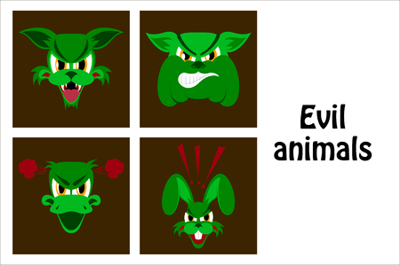 assembly of flat icons on theme evil animalsのイラスト素材