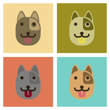 assembly of flat icons animal dog smilesのイラスト素材