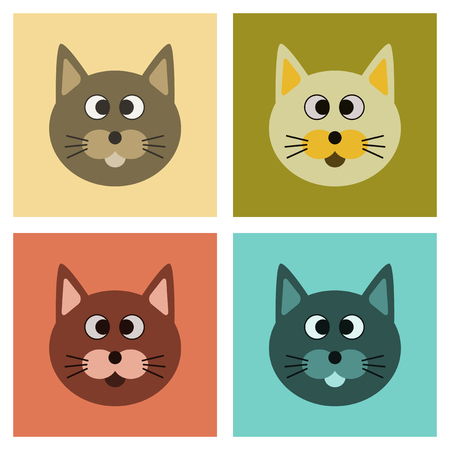 assembly of flat icons domestic pet catのイラスト素材
